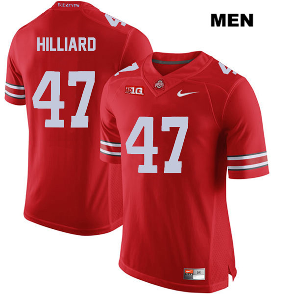 Ohio State Buckeyes Men's Justin Hilliard #47 Red Authentic Nike College NCAA Stitched Football Jersey IM19M40KC